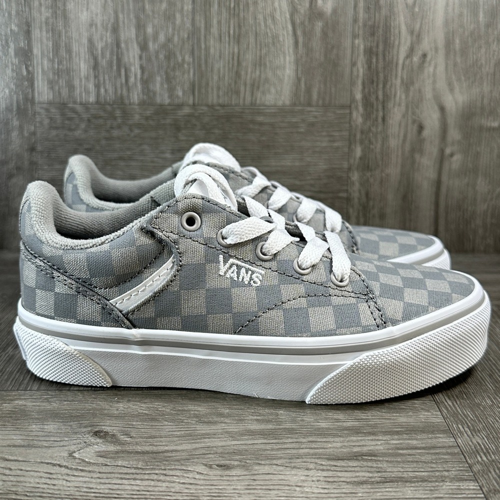 Vans Missy Sneakers‎ Size 1 Grey Checkerboard Canvas Low Top Skate Shoes NEW